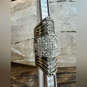 Paved Rhinestone Armor Ring with Cool Vintage Bling